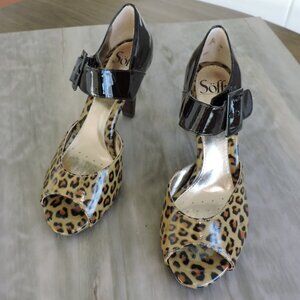 Sofft Mary Jane Comfort Leopard Print Chunky Strap Pump
